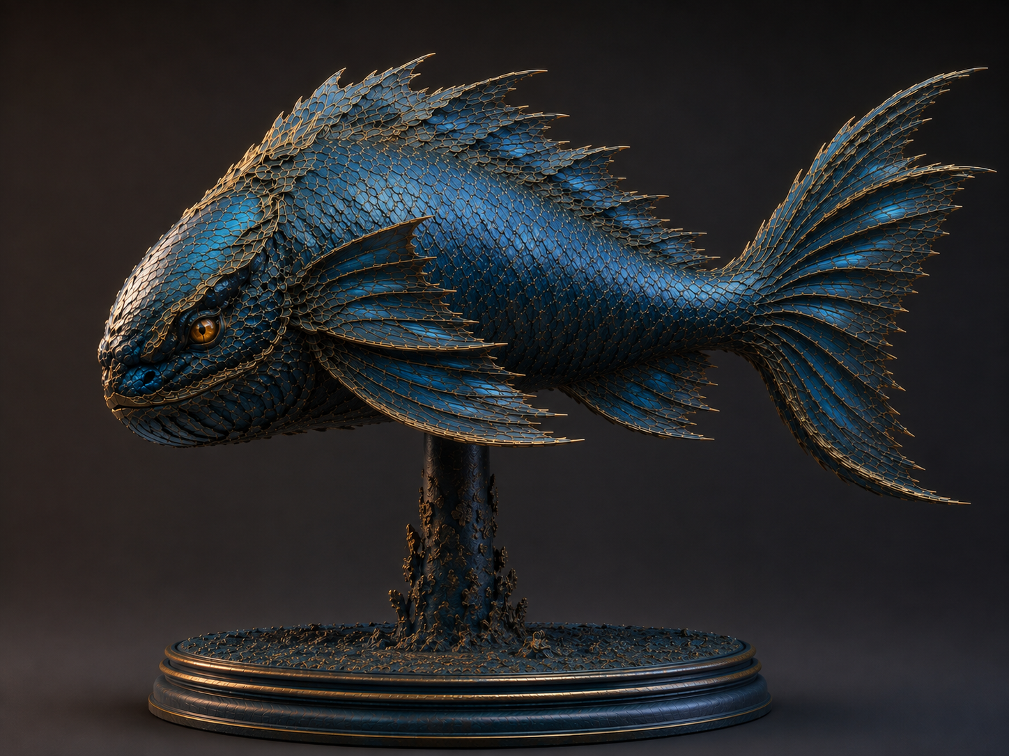 3D printed Luo Yu Winged Fish Mythical Sculpture